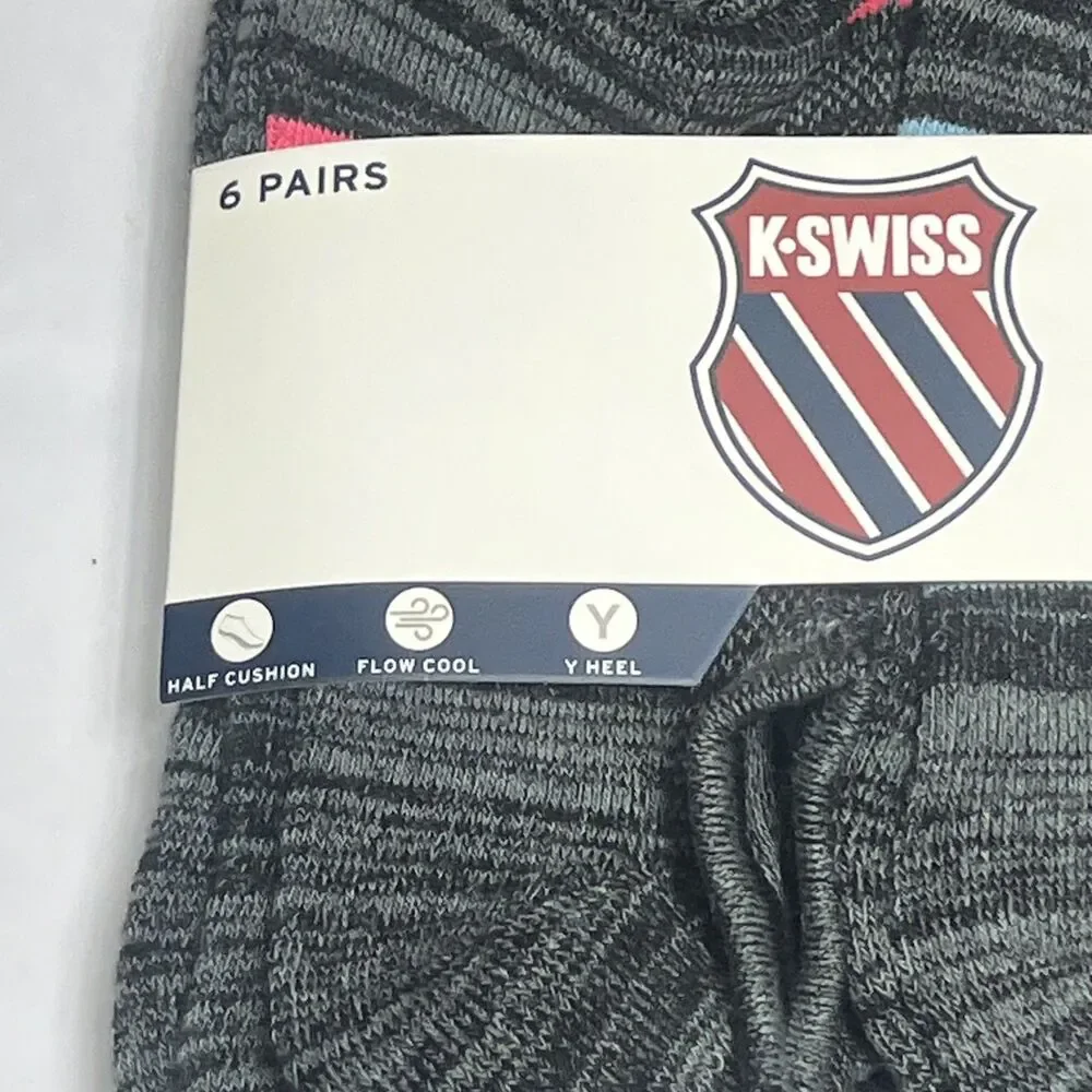 Women’s K Swiss No Show socks flow cool Cushioned Socks 6 pair Shoe‎ Size 4-10